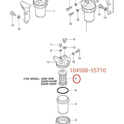 Fuel Filter For Yanmar 104500-55710 YM1301 YM1500 YM1601 YM1610 YM1700 YM122