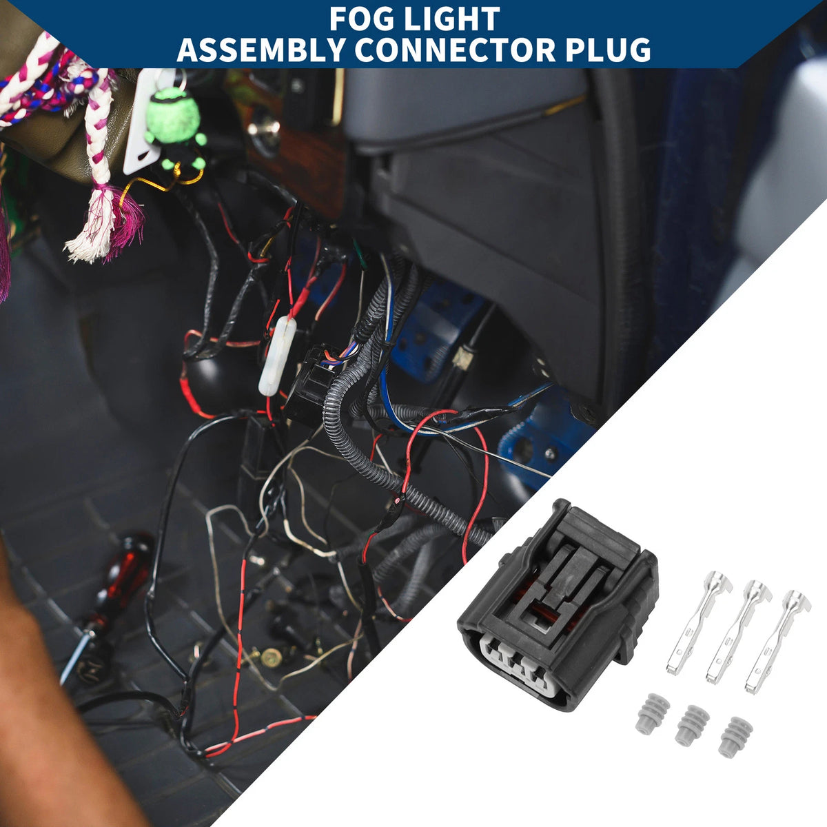 3Pin Fog Light Assembly Connector Plug for Honda Acura