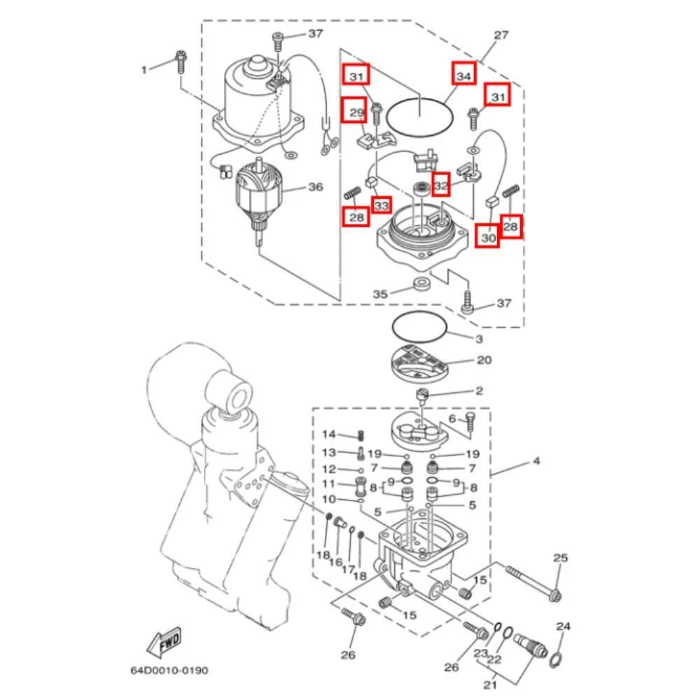 Outboard Trim Tilt Switch Assembly for Yamaha 115-225HP (64E-43891-00, 64E-43892-00)