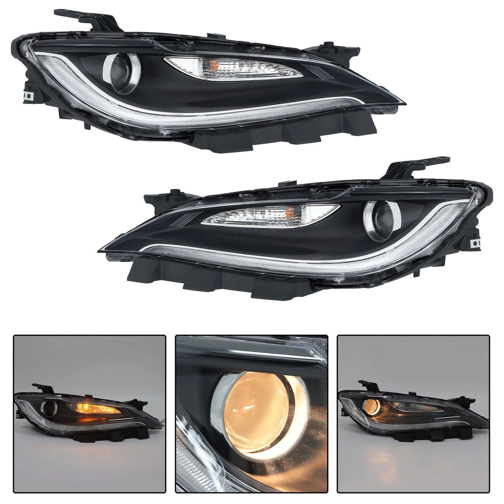 Set of 2 Halogen Headlights with LED DRL for Chrysler 200 (2015–2017)