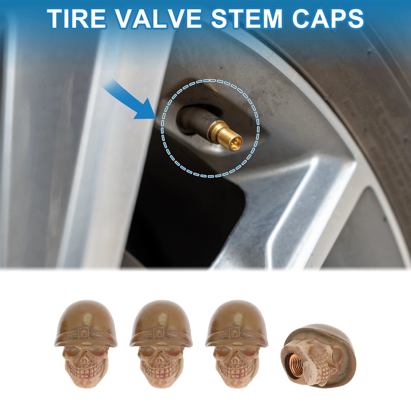 Tire Valve Stem Caps Dust Covers Bronze Tone for Car Bicycle (4 Pcs)
