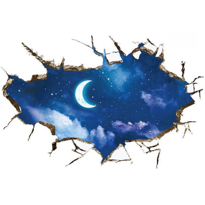 3D Starry Moon Wall Sticker for Home Decor (89x58.5cm)