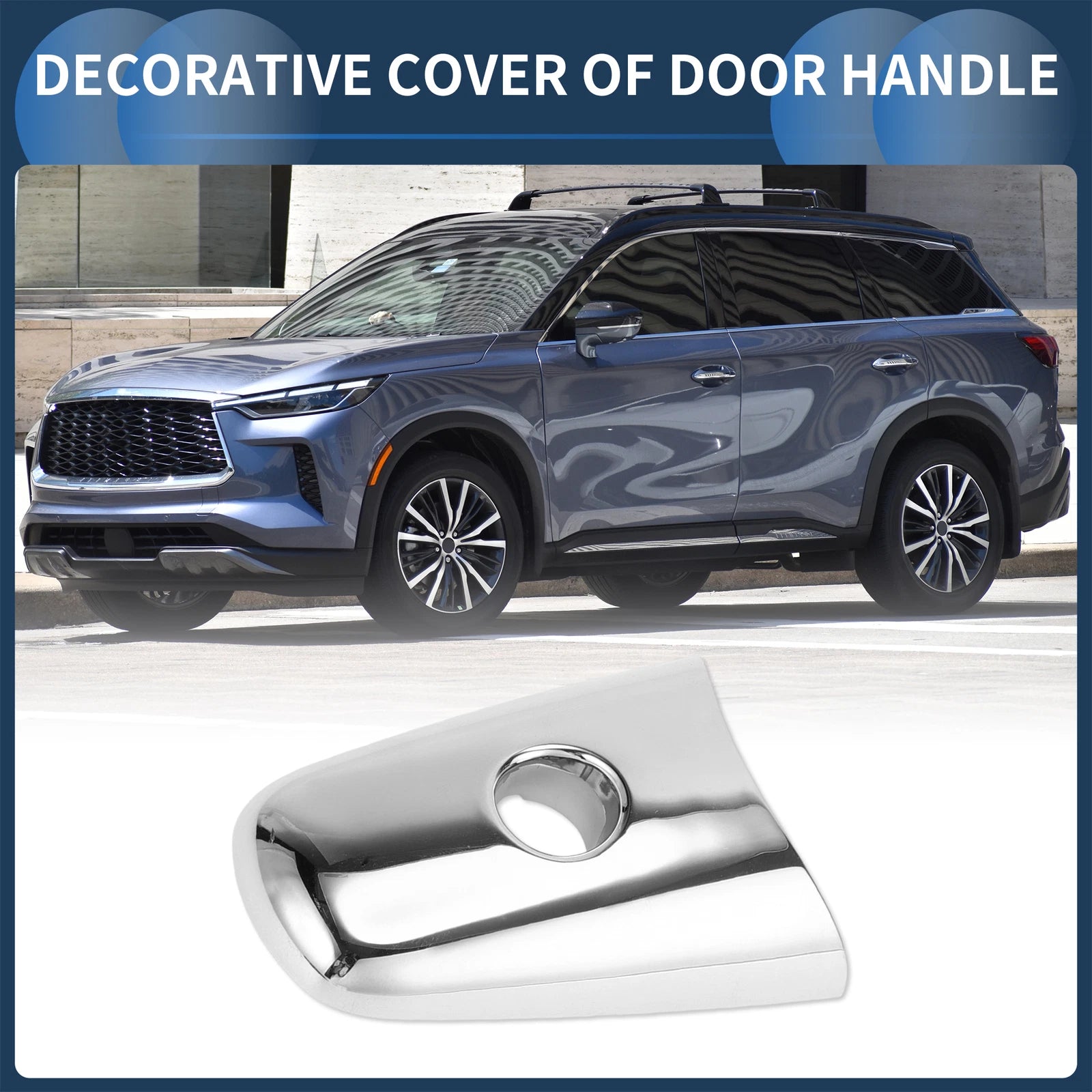 Door Handle Cover Front Left No. 806461BA0A for Infiniti QX60 (2014–2019) Silver Tone