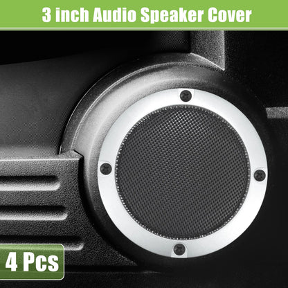 Set of 4 Speaker Grill Covers for Auto Subwoofers (3", Silver Tone)