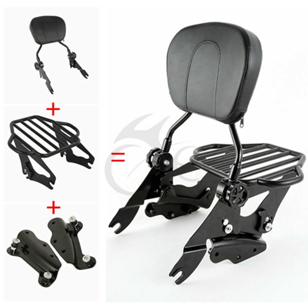 Backrest Pad Sissy Bar Rack & 4 Point Docking for Harley Touring (2009–2013)