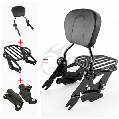 Backrest Pad Sissy Bar Rack & 4 Point Docking for Harley Touring (2009–2013)