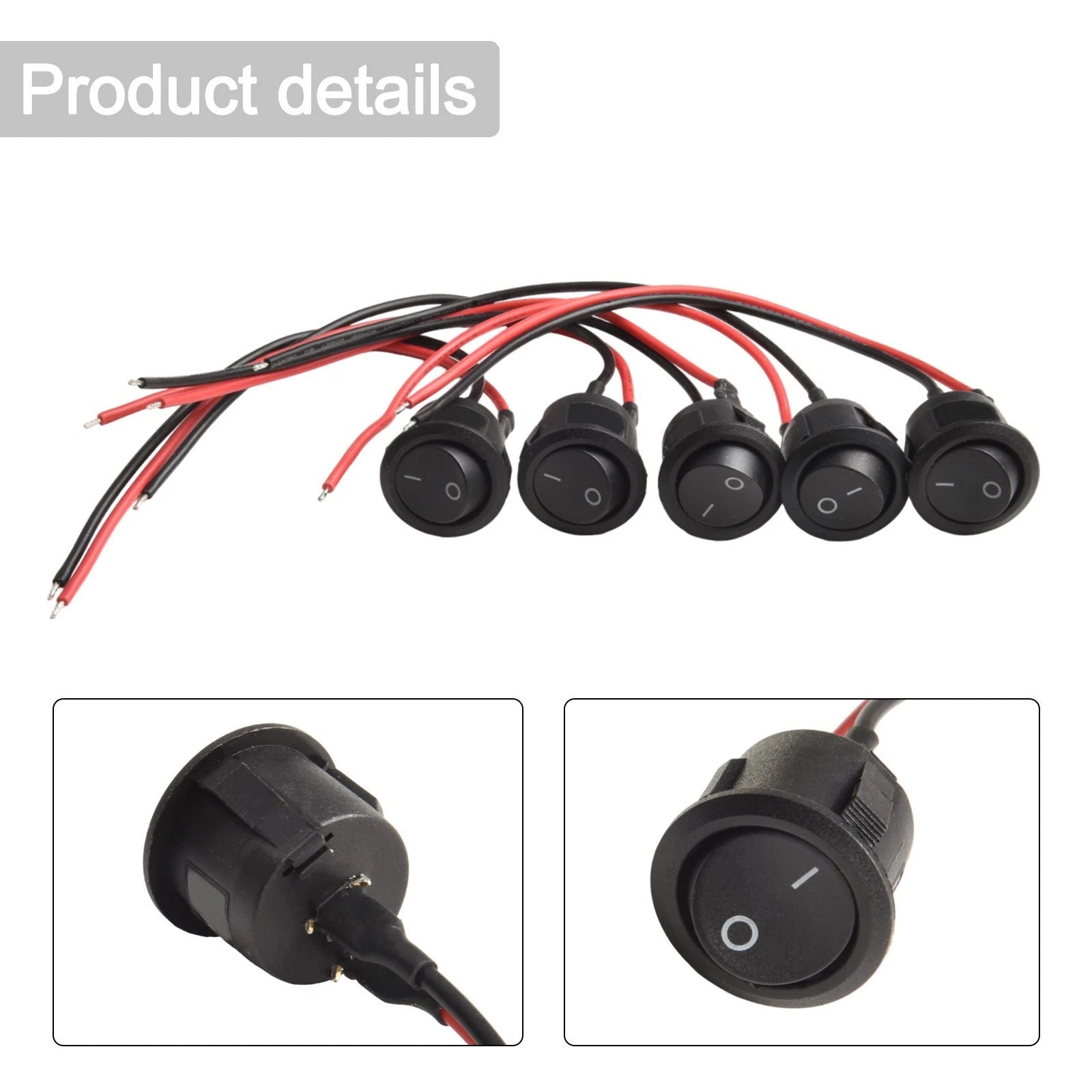 5X Compact Nylon Rocker Switch 20mm with Silver Plated Brass Terminals