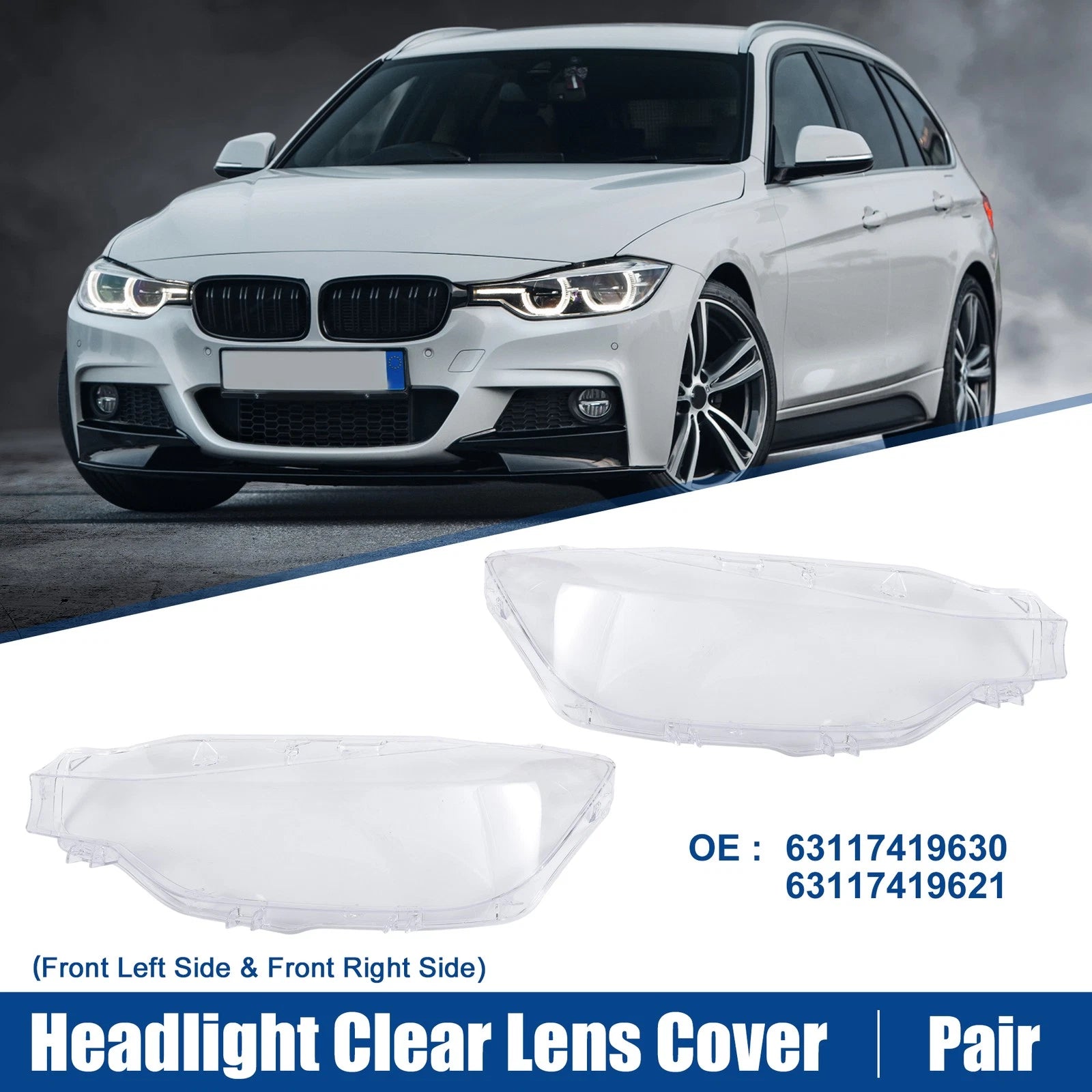 Headlight Clear Lens Cover for BMW 3 Series F30 (2016–2018) Replacement