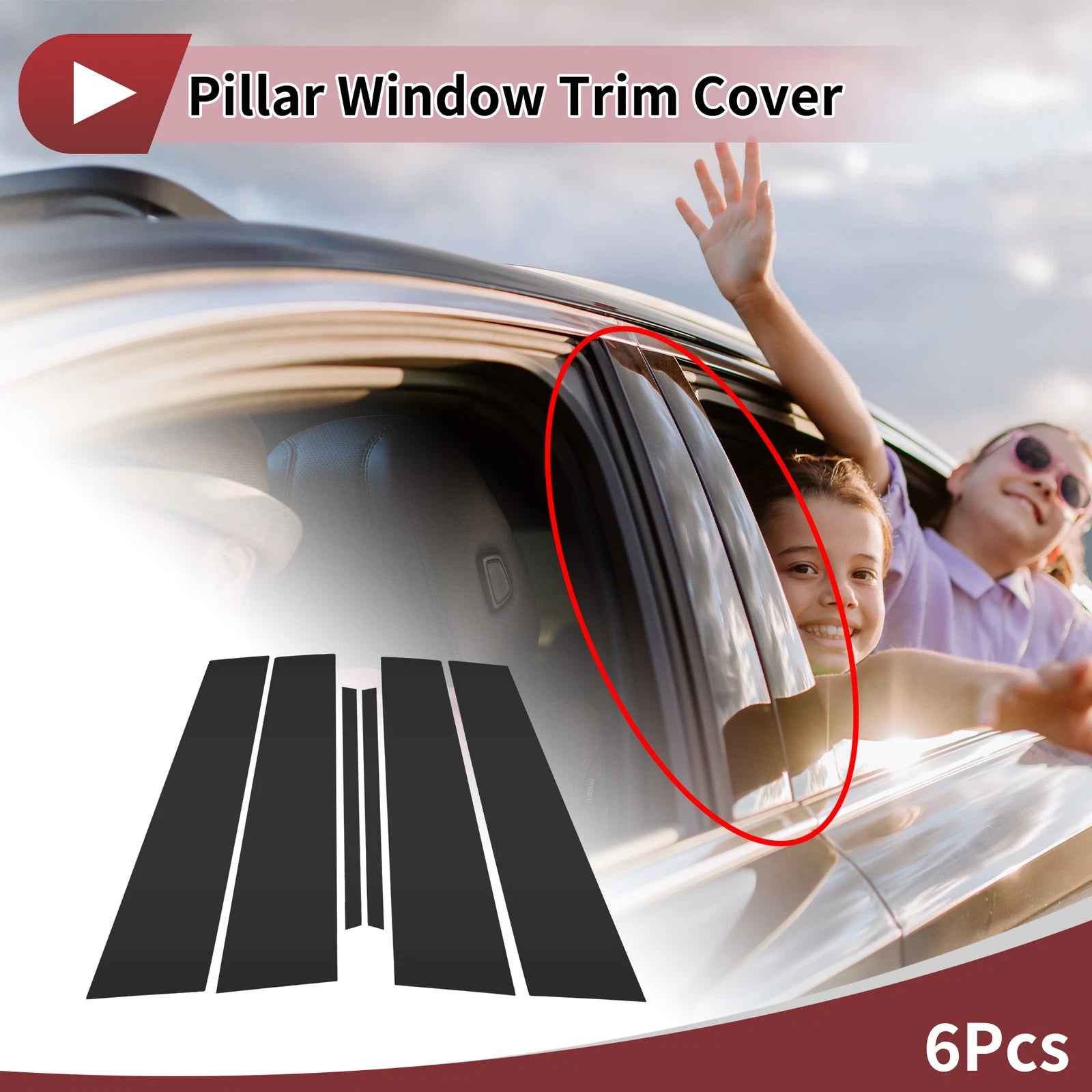 Window Trim Door Pillar Front Rear Left Right for Lexus UX (2019–2021) Black