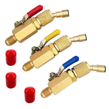 3PCS Brass Air Conditioning Shut Valve for AC Charging Hoses