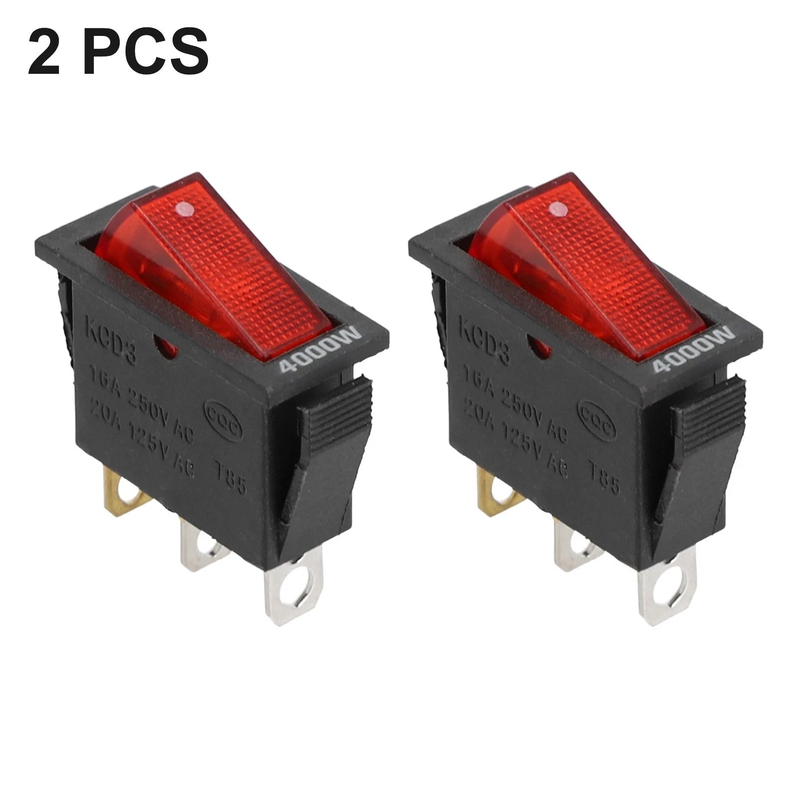 2pcs KCD3 Power Rocker Switch 15A 20A 250V 125VAC
