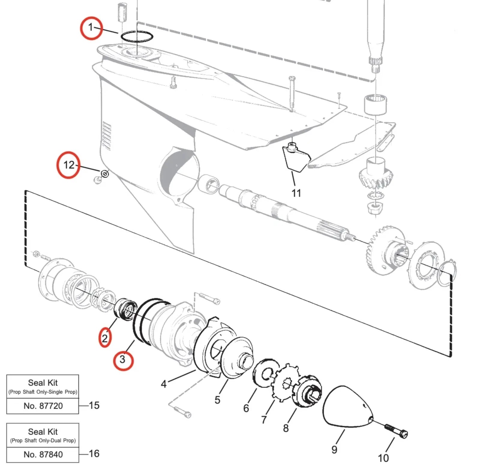 Oil Seal & O-Ring Kit for Volvo Penta 230 250 270 280 430 500 (AQ MD TMD BB)