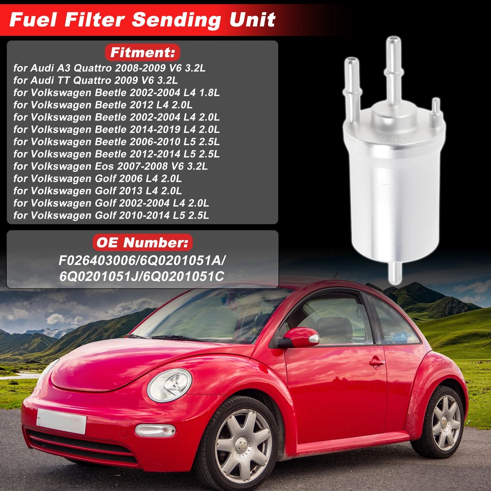Fuel Filter Assembly for Audi A3 Quattro 2008–2009 V6 3.2L