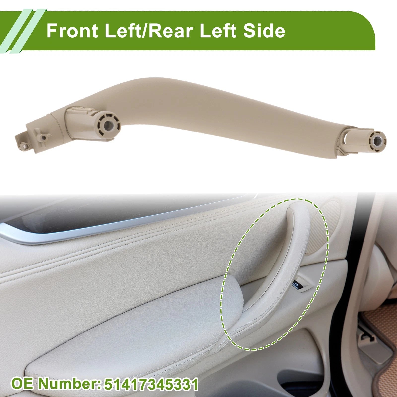 Left Rear Door Panel Handle Cover Replacement for BMW X5 F15 (2014–2018)