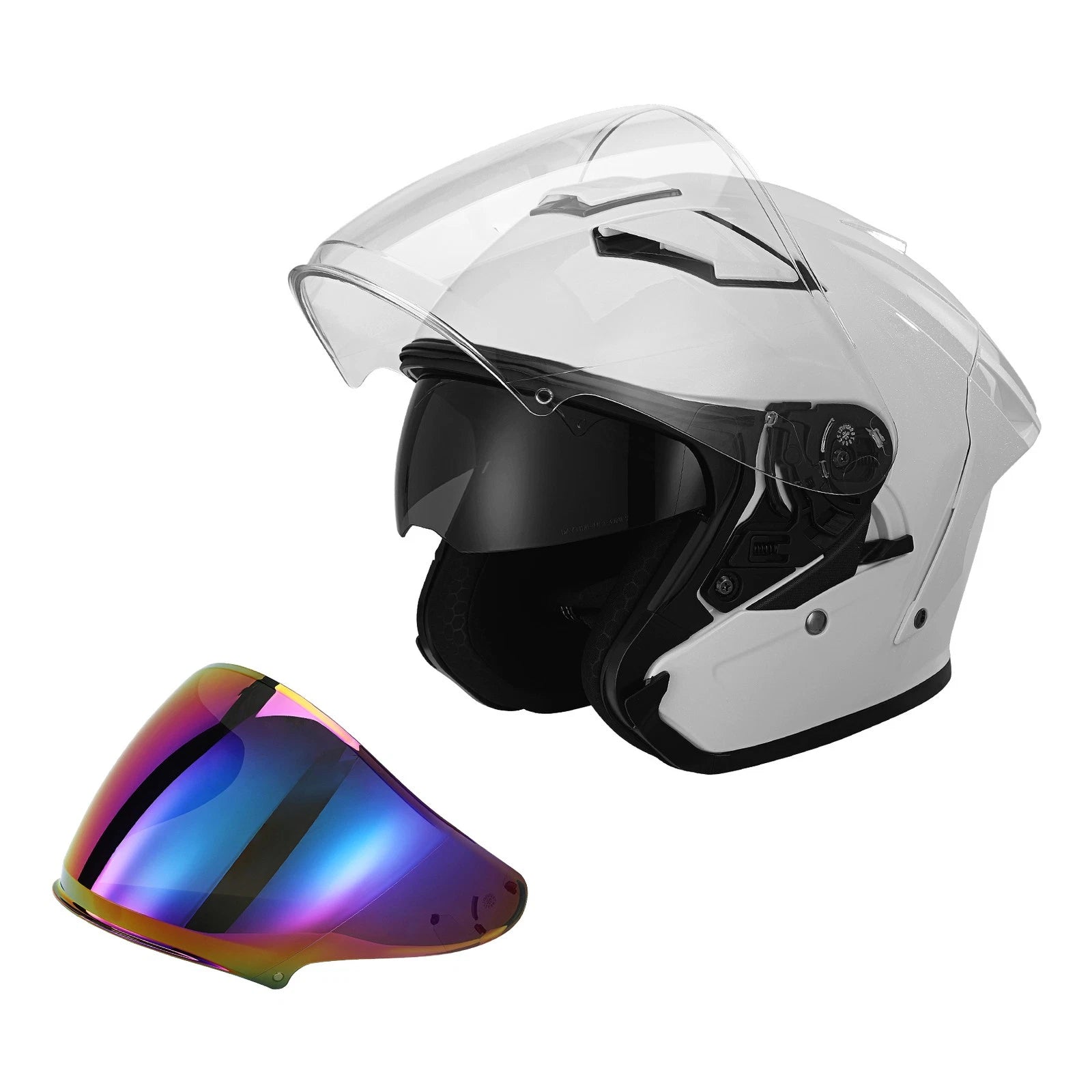 Open Face Helmet for Scooter Motorcycle (DOT 3/4) with Dual Visor & Tinted Shield