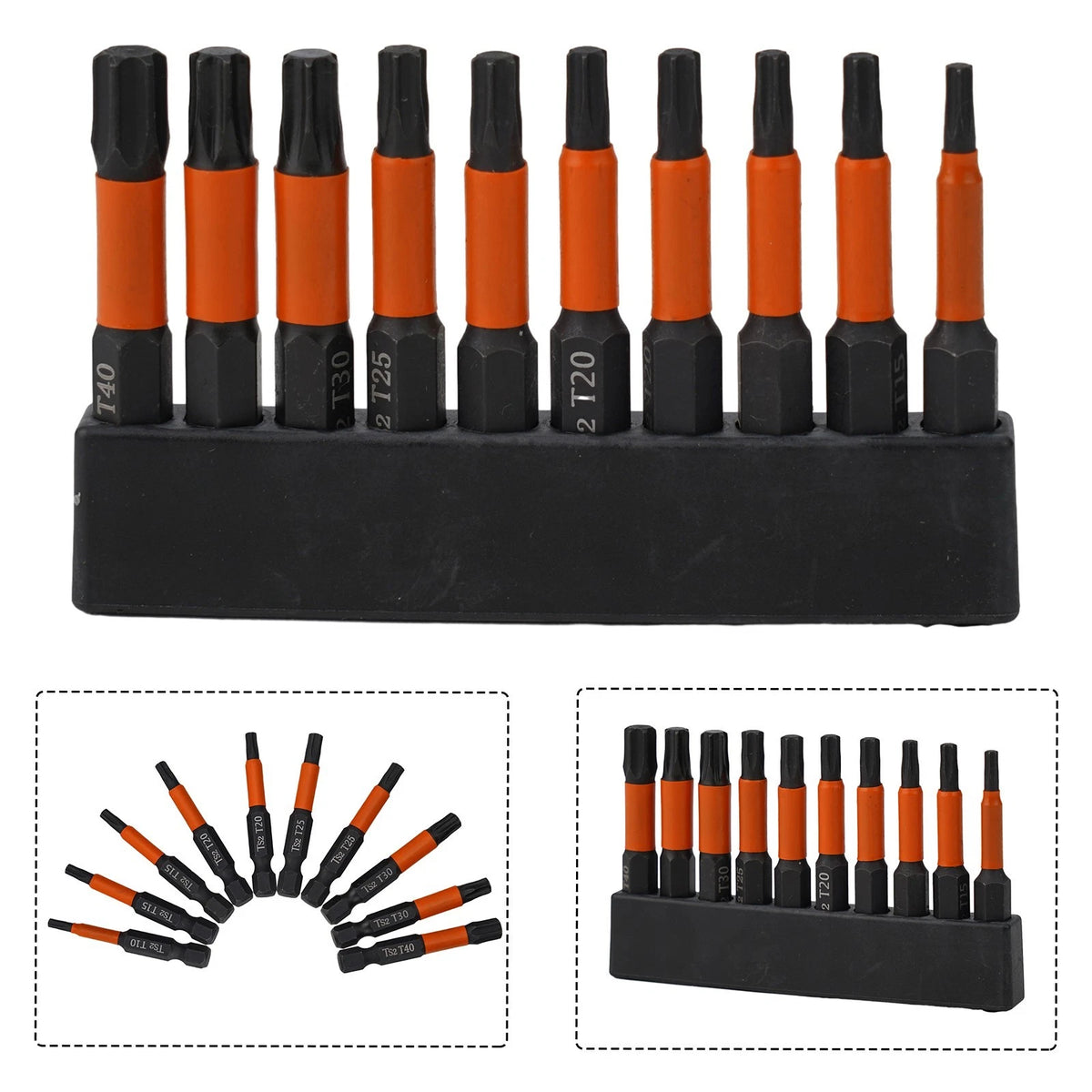Screwdriver Bit Set for Hex Shank T40 (6.35mm)