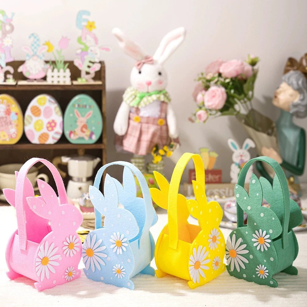 Easter Felt Basket with Handle for Candy Collection