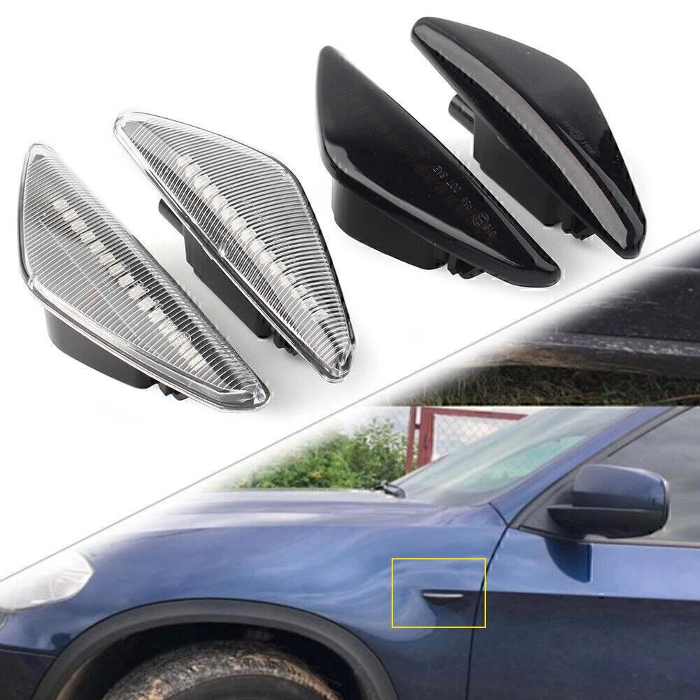 Pair Dynamic LED Side Marker Turn Signal Light For BMW F25 E70 E71 X3 E72 X5 X6