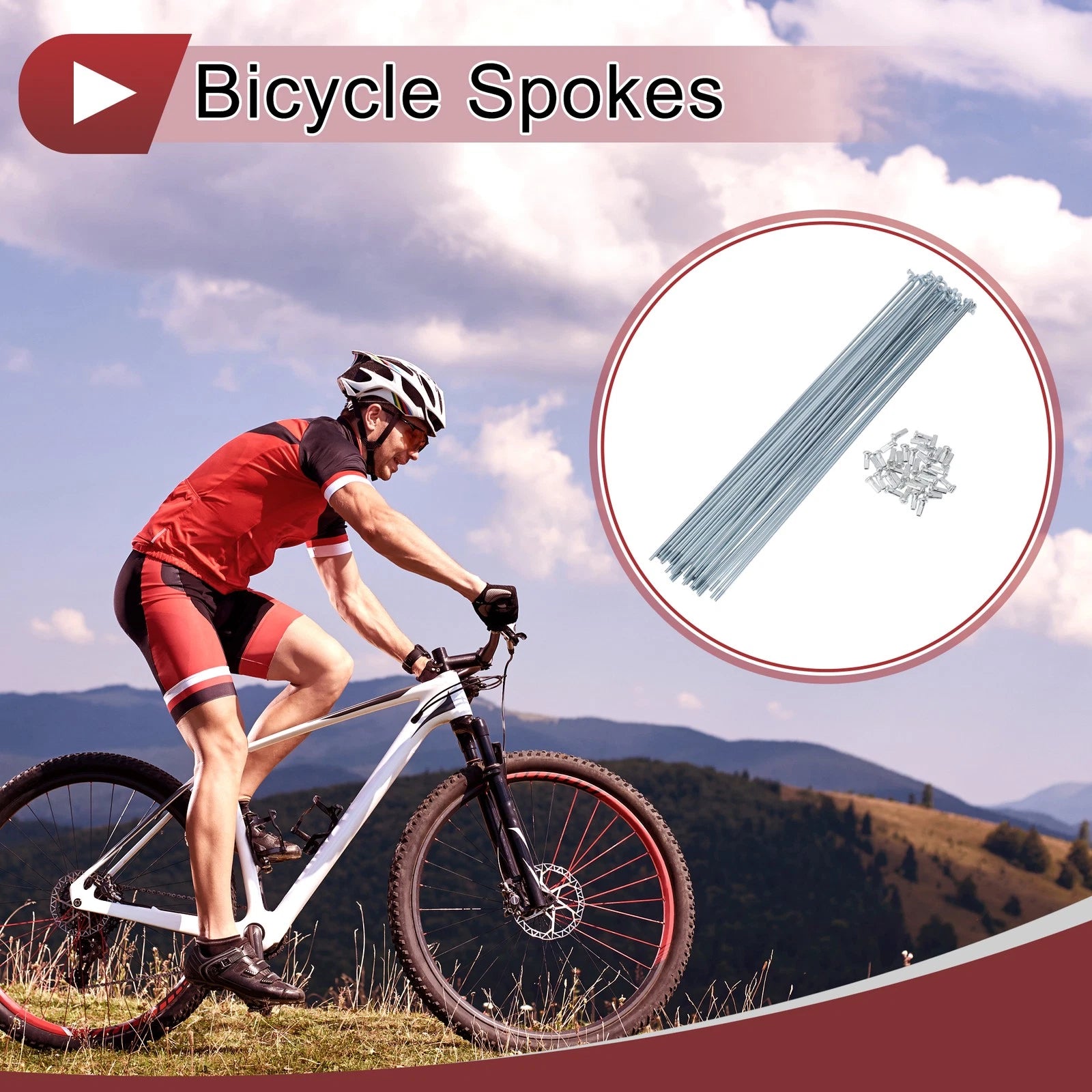 36 Set Bicycle Spokes 295mm Steel Galvanized for 12G Wheel (Silver)