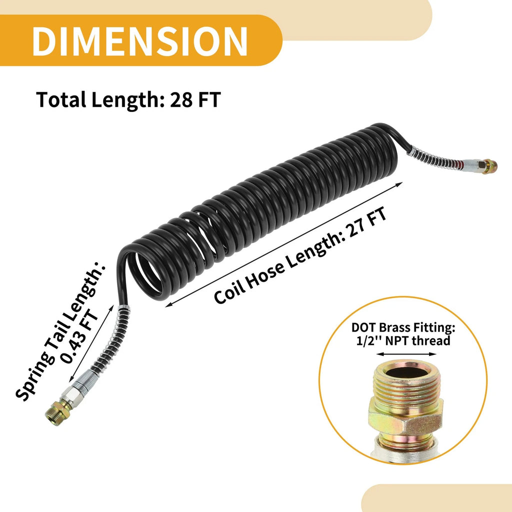 Air Brake Hose for 28FT Coiled Line (Nylon Iron)