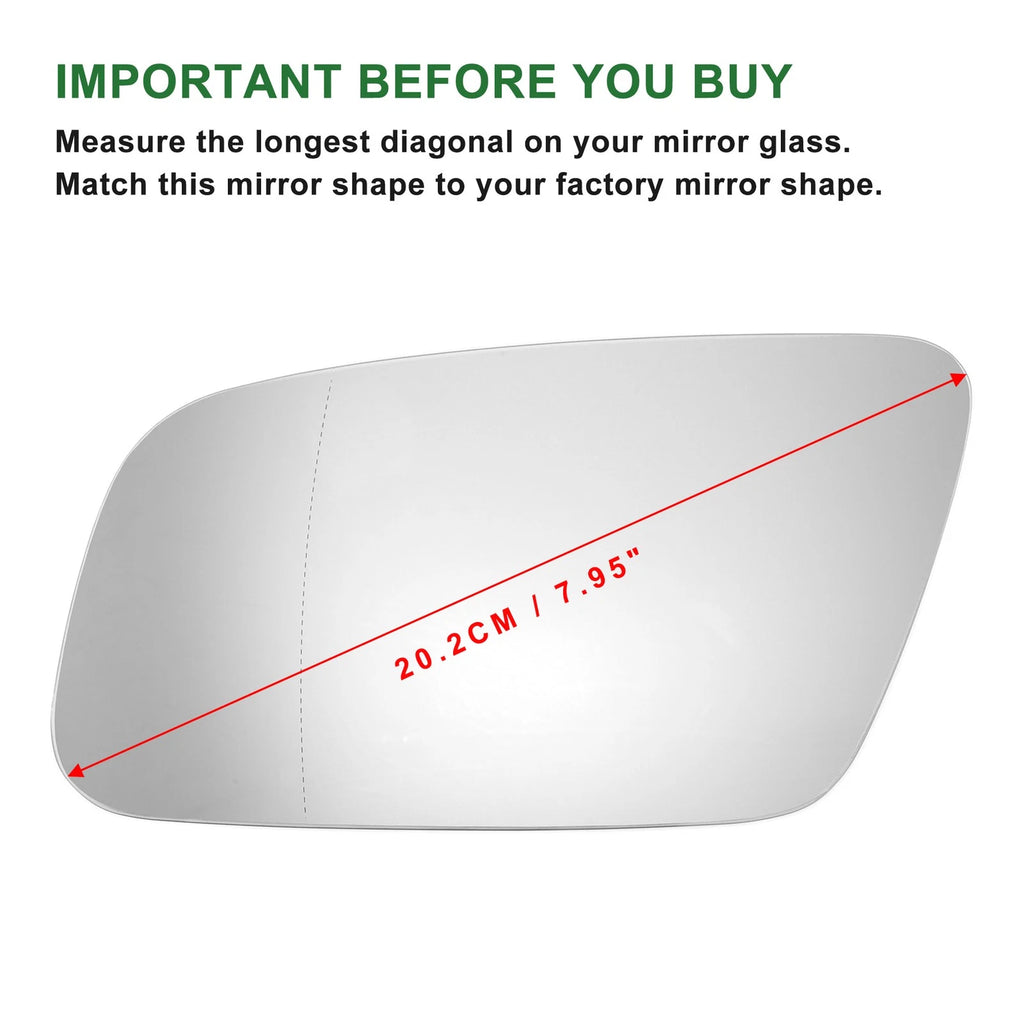 Heated Left Side Mirror Glass Replacement for Audi A6 (1997–2005)