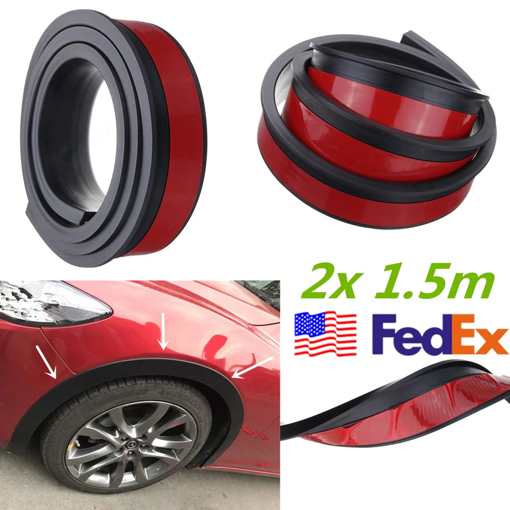 2X Rubber Wheel Fender Flares Trim for Universal Cars (59")