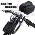 Front Frame Bag Touch Screen Phone Holder Storage for Bicycle Blue
