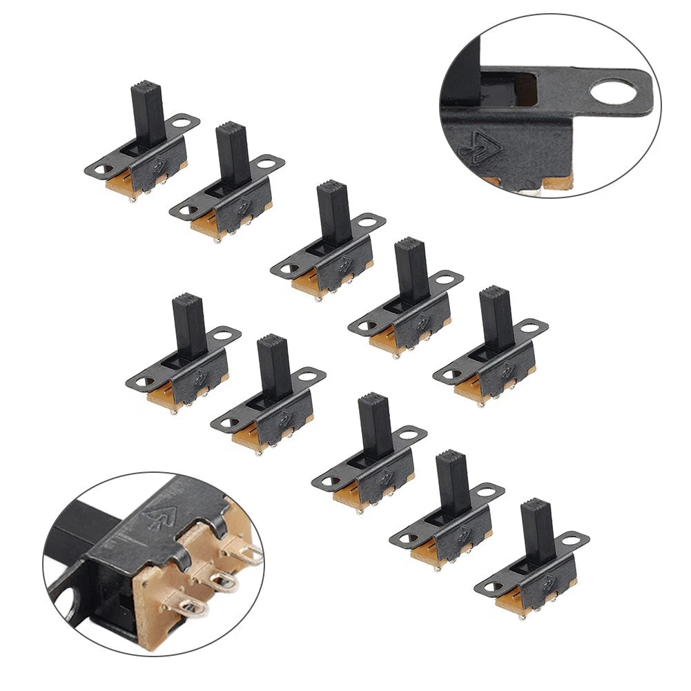 10Pcs SPDT 3 Terminal Mini Vertical Slide Switch for PCB Panel