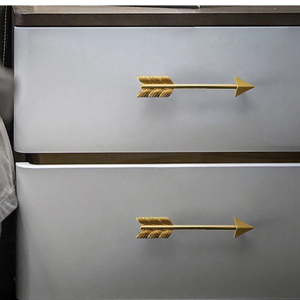 2X Gold Arrow Door Handle Pull Knob for Kitchen Cupboard Drawer