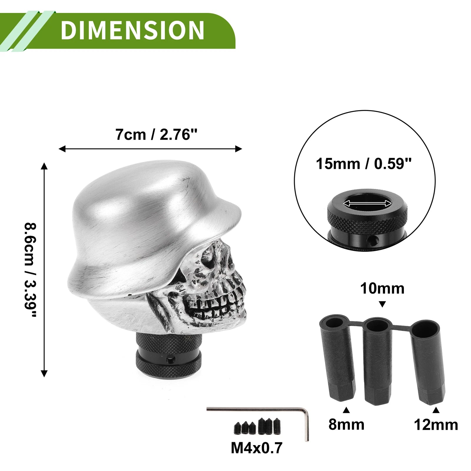 Skull Shift Knob with 3 Adapters for Universal Fit (Automatic/Manual)