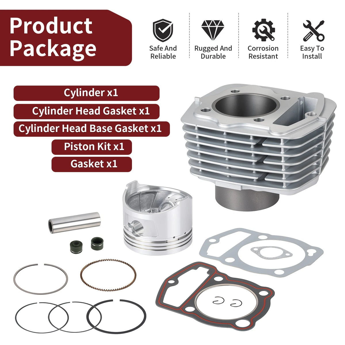 Cylinder Piston Gasket Kit for Honda XL200R XR200 XR200R (63mm STD)