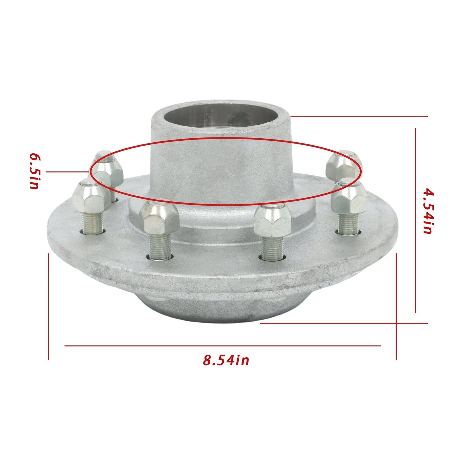 6pc Galvanized Idler Hub for Trailer 8 Lug (42 Spindles)