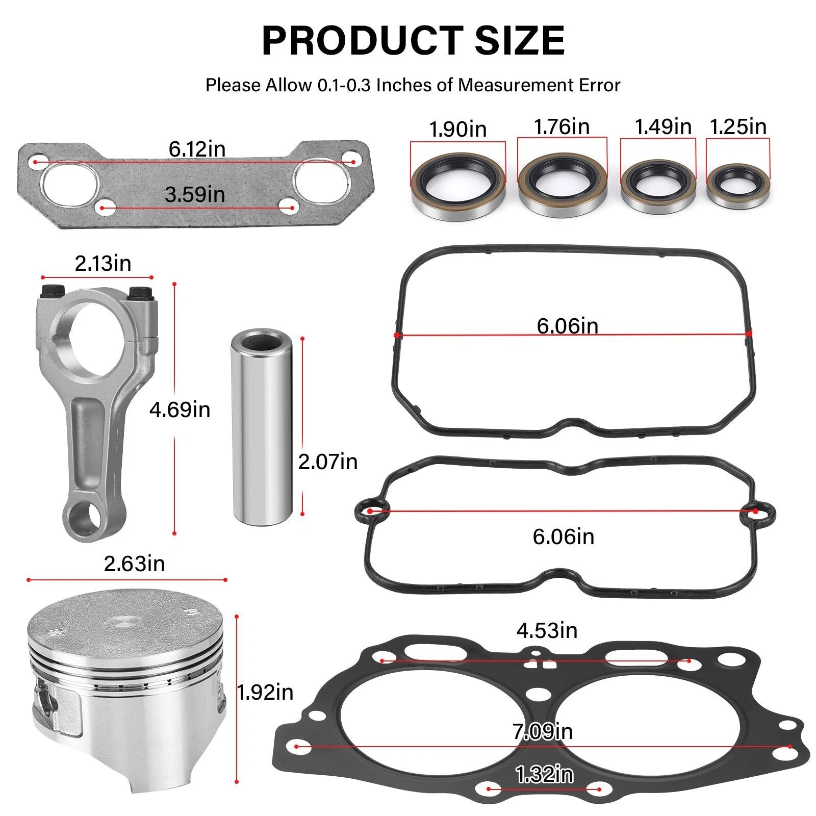 Billet Connecting Rods & Oversize 0.5mm Piston for EZGO 4Cycle EH35C 350cc