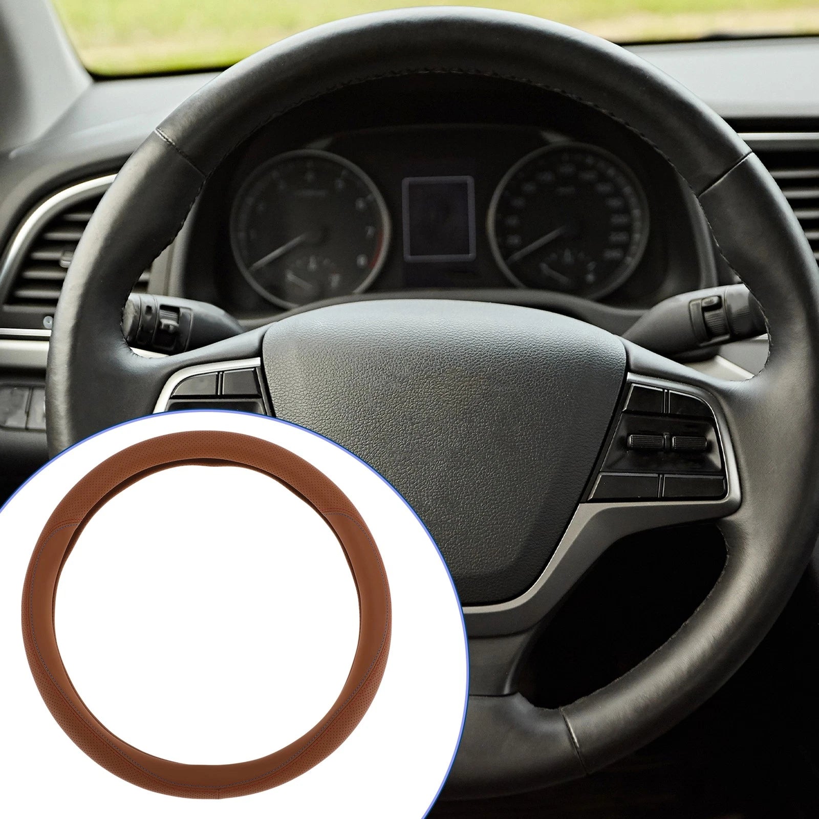 Rubber Steering Wheel Cover for Universal Fit (14.96")