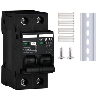 DC 1000V 2P Circuit Breaker DZ47Z-2P with 6kA Short Circuit Protection