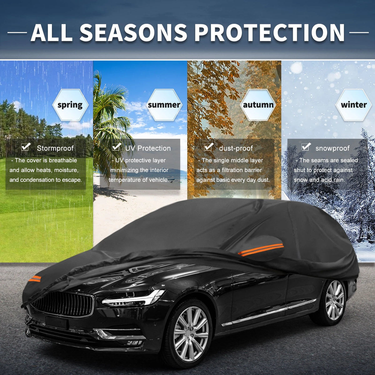 Car Cover with Left Side Door Zipper for Volvo V90 (2017–2023)