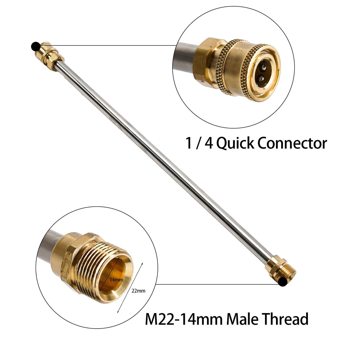 16" Pressure Washer Wand Extension Rod 1/4" Connector Accessory