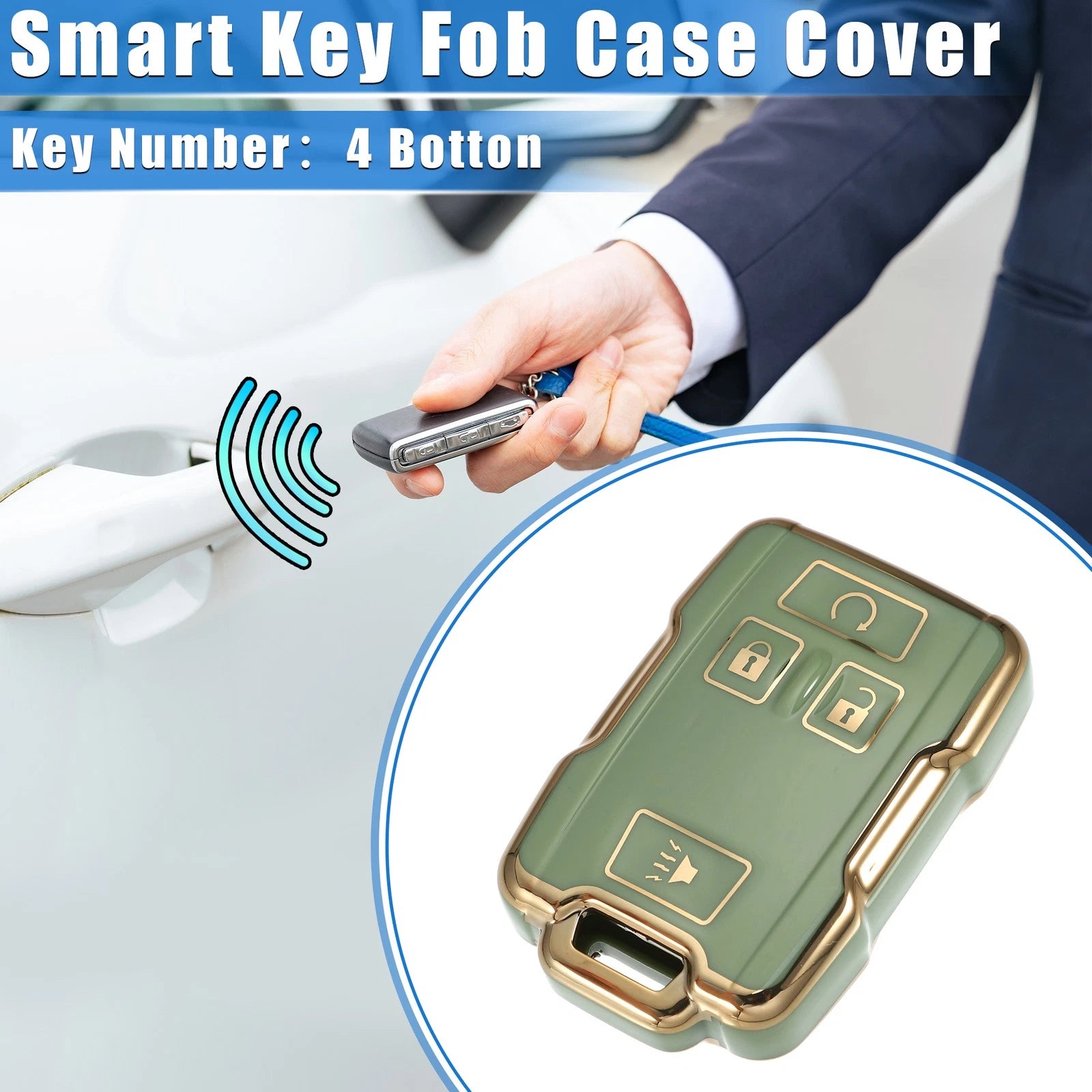 Remote Key Fob Cover 4 Button Replacement for Chevy Suburban GMC (2011–2020)