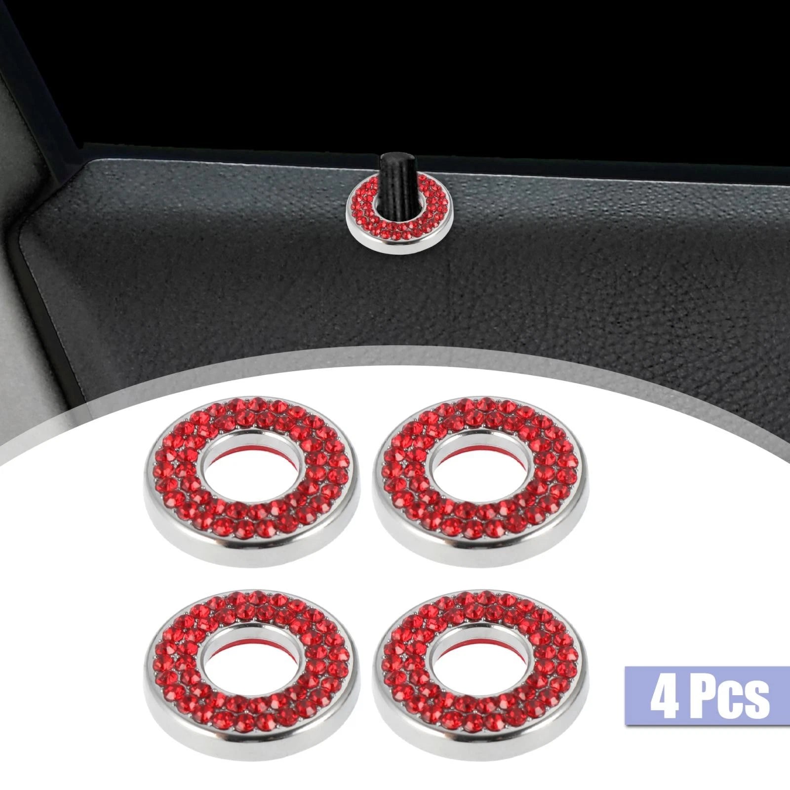 Car Door Lock Stickers Set Red Bling for Mercedes E Class GLC (2015–2019)