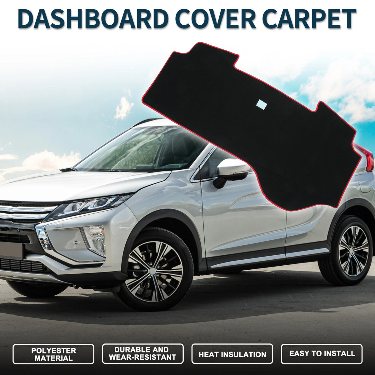 Dashboard Dash Cover Mat for Mitsubishi Delica D5 (2019–2024) Black Red Set of 1