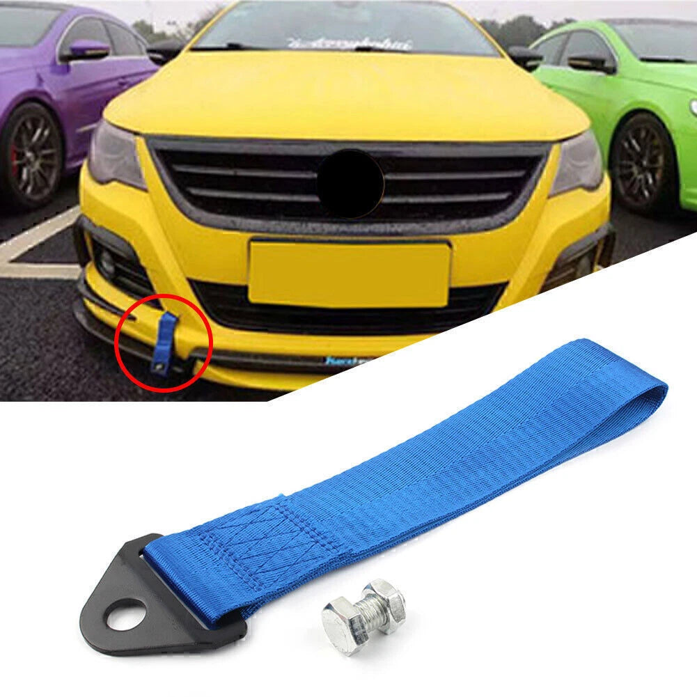 Racing Car Towing Strap for Universal Rear/Front Bumper - Blue