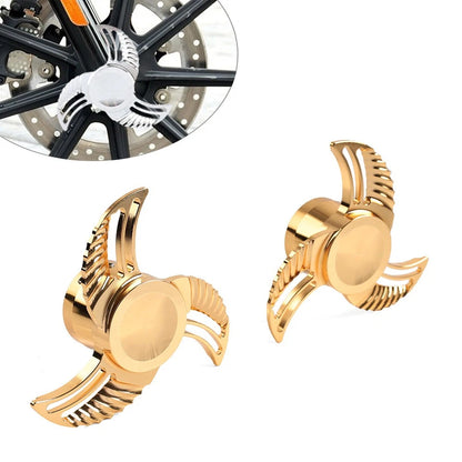 2x Spun Blade Spinning Front Axle Caps Nut Covers For Harley Softail Dyna Gold