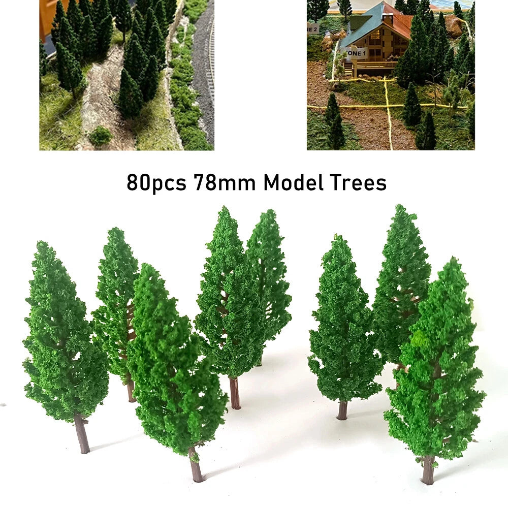 80Pcs 7.8cm Model Trees for Train Railroad Scenery (Scale DIY)