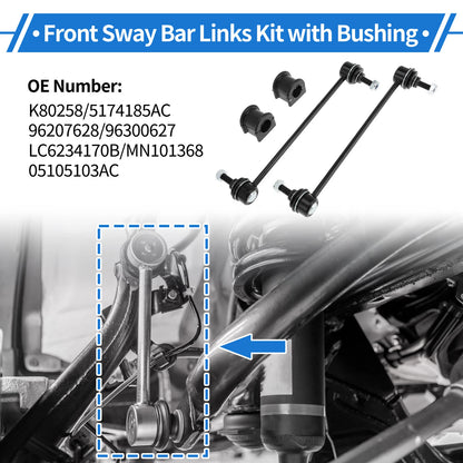 Front Stabilizer Bar Links Set of 2 with Bushings for Jeep Patriot (2007–2017) No.K80258