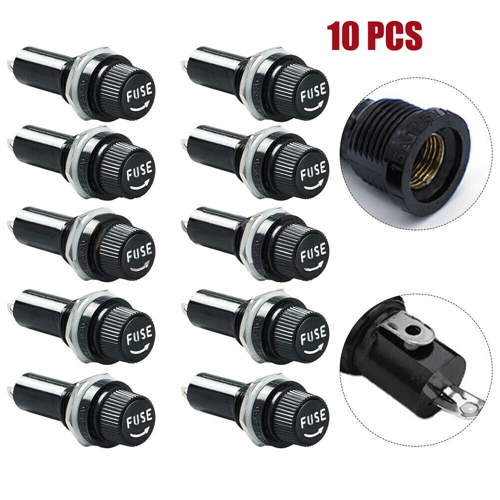 10PCS Panel Mount Fuse Holder for 5x20mm Glass Fuses 10A 250V