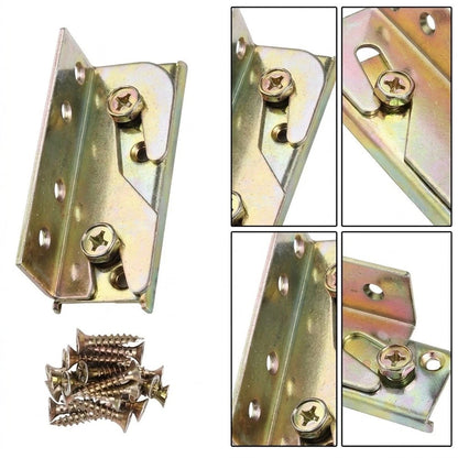 Set of 4 Bed Frame Rail Brackets for Wooden Beds - Galvanized Steel