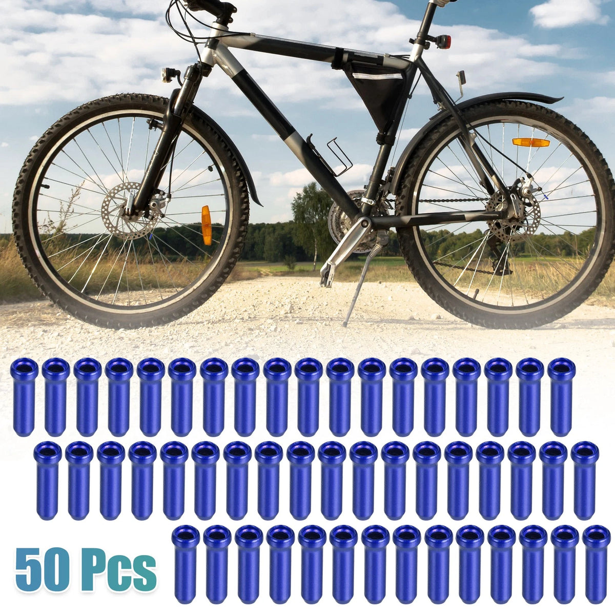 Brake Cable Cap Replacement Set for Bike Shifter Bicycle Gear (Blue) (50)