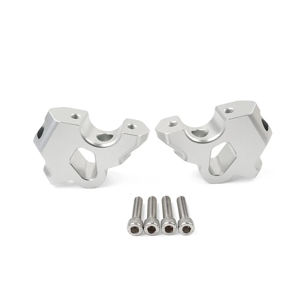 2X Silver Handlebar Riser Clamp Mount CNC for BMW R1300GS (2024-2025)