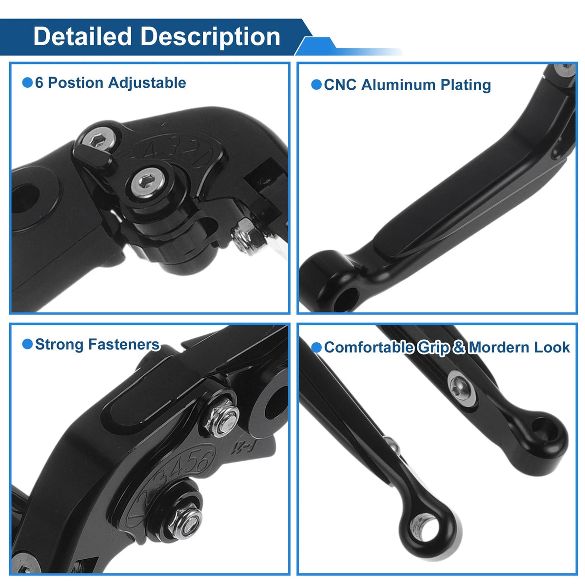Adjustable Brake Clutch Levers for Kawasaki Vulcan S 650 (2015–2023) Solid Black