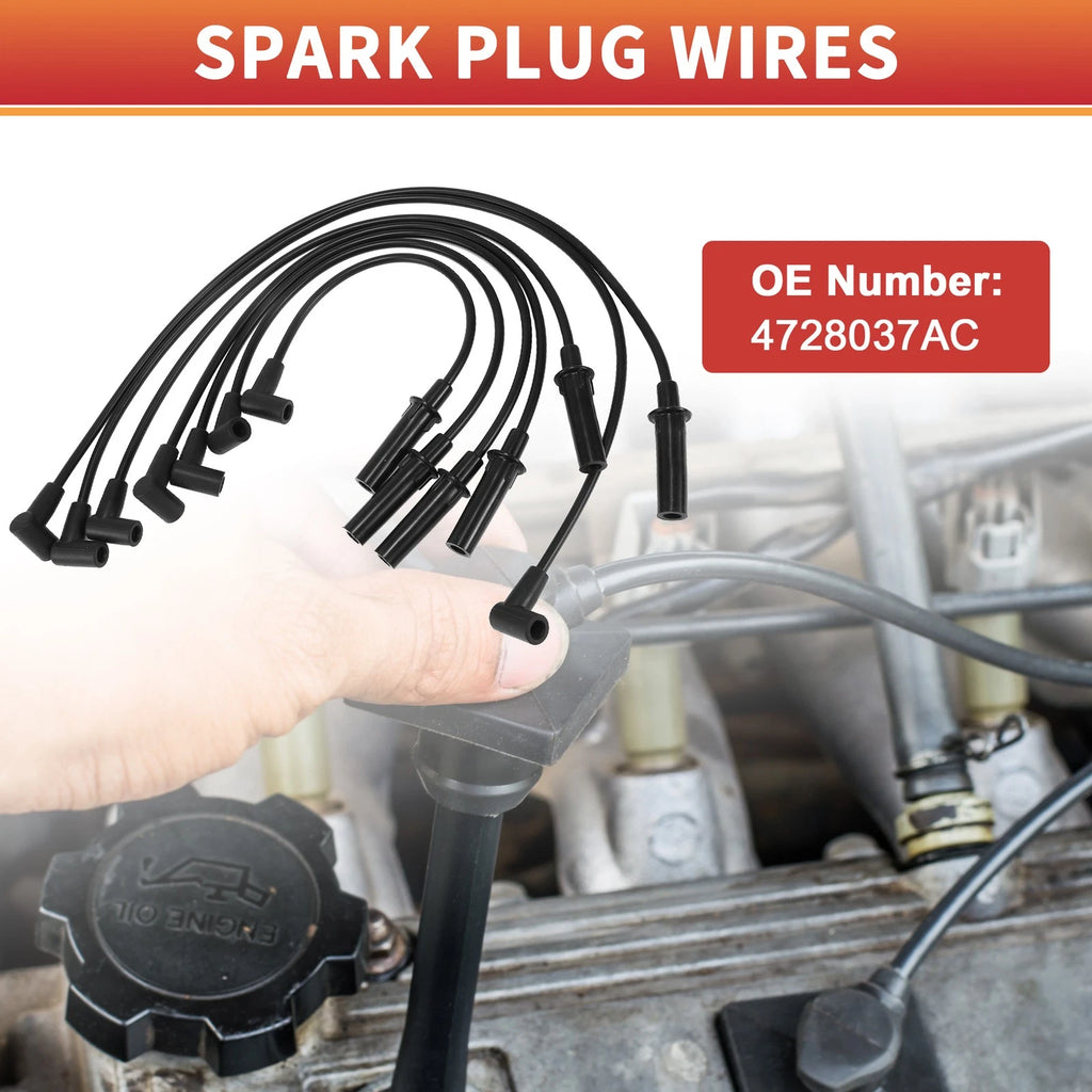 7 Pc Ignition Coil Spark Plug Wire Set Replacement for Dodge Dakota (1999–2003)